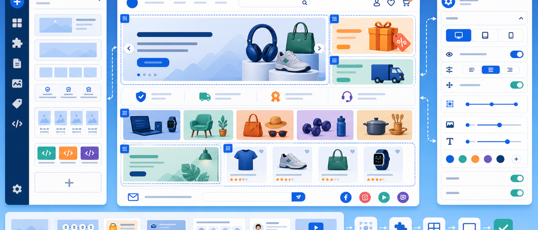 Home page static blocks module illustration